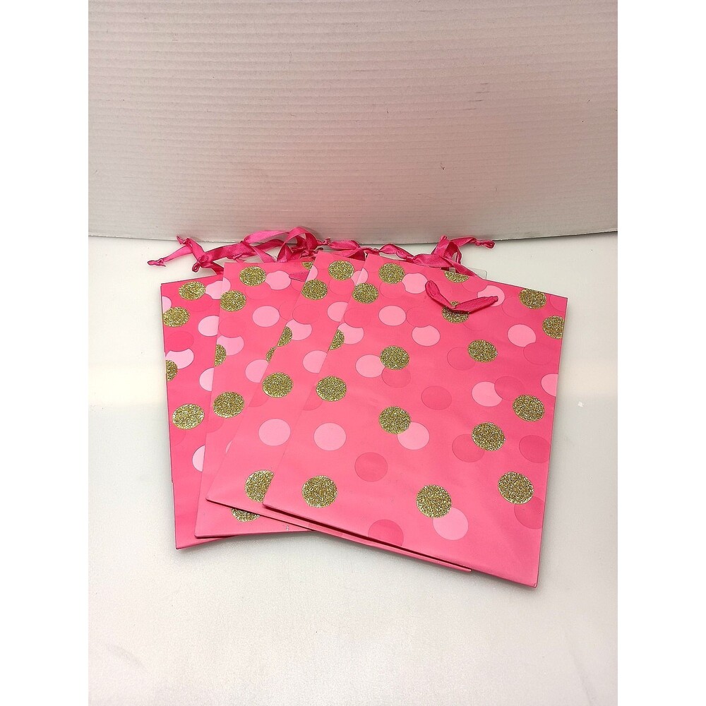 American Greetings Pink Polka Dots 4 Gift Bag Lot